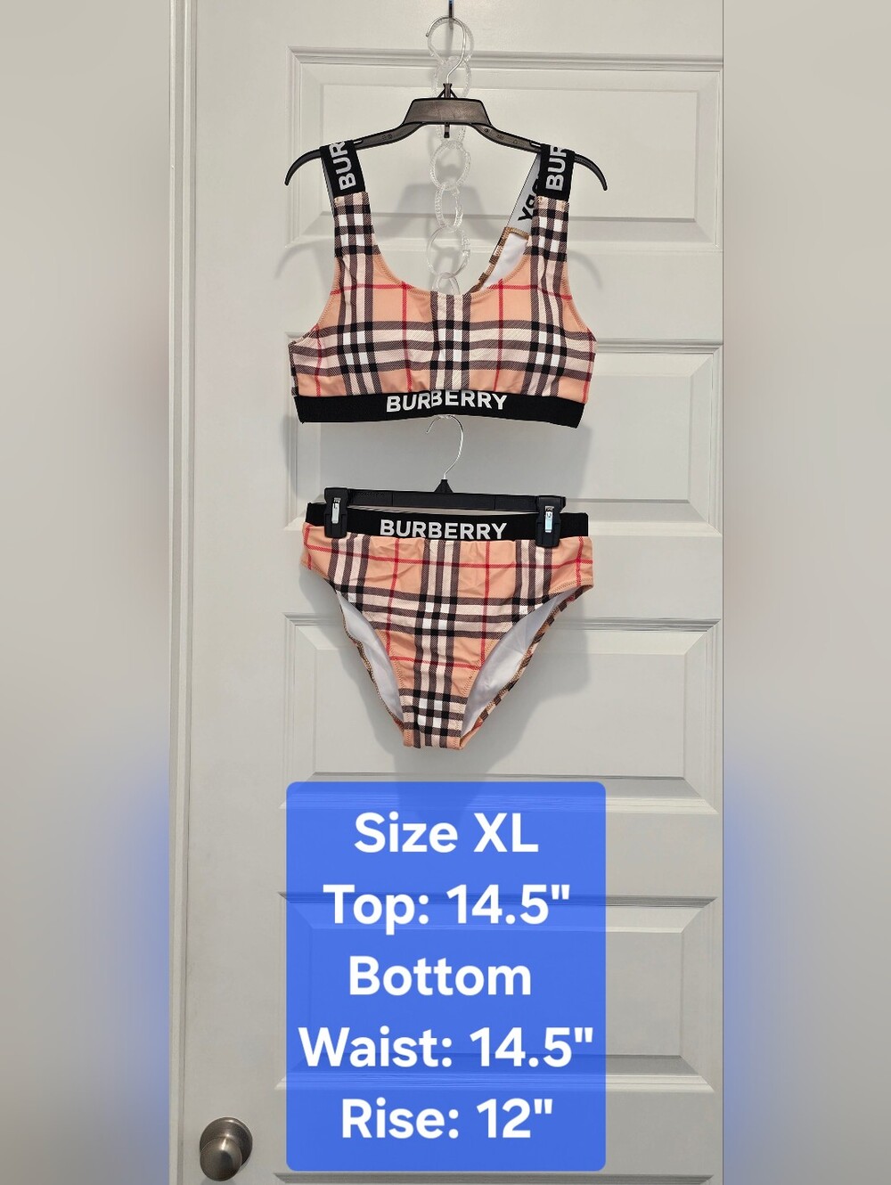 NWT Vintage Plaid Logo-Tape High-Waisted Bikini Set - Size XL